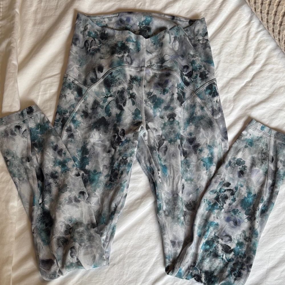 lululemon athletica Floral Print High-Rise Leggings in Teal, Gray, Black